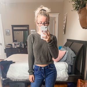 H&M Green Chunky Cropped Sweater